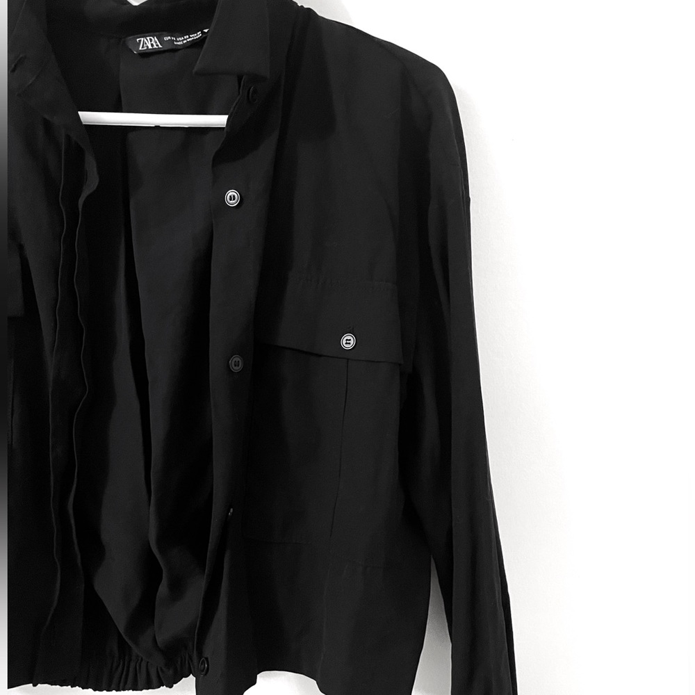 Zara Black Cropped Button Up Jacket - Picture 2 of 3